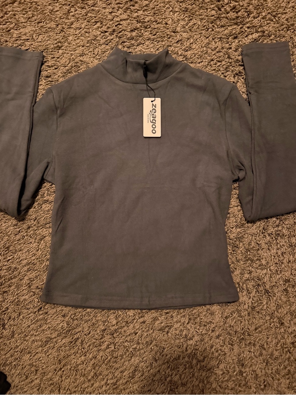 zeagoo Women's Long Sleeve Mock Neck Top - Gray - Picture 1 of 2